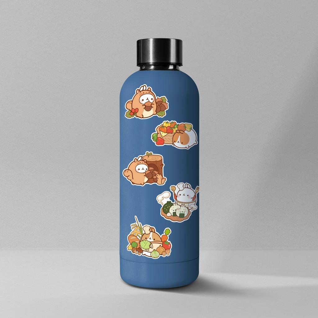 Bộ Sticker Thỏ Molang 40 Hình - Sticker Chống Nước Dán Laptop, Bình Nước, Sổ Tay, Mũ Bảo Hiểm...