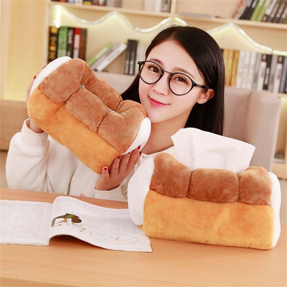 Túi Đựng Khăn Giấy 25cm Hình Bánh Mì Lông Xù Ngộ Nghĩnh Ốp
