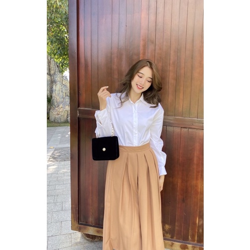 Áo kiểu tay phồng Hàn Quốc Uimee closet chất liệu kate dày dặn freesize