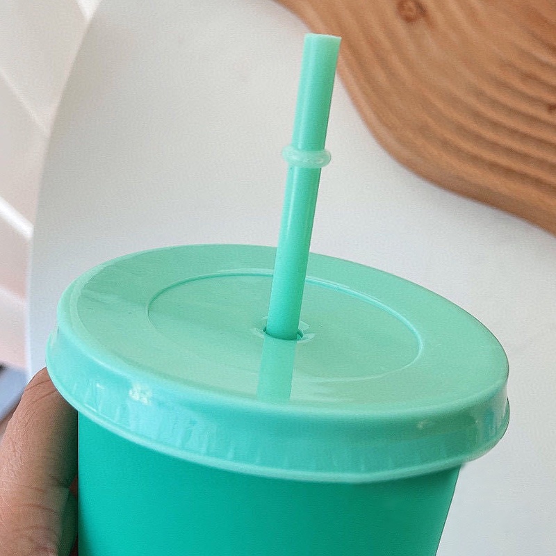 Ly Uống Nước Có Nắp Và Ống Hút Màu Sắc Cầu Vồng 710ml