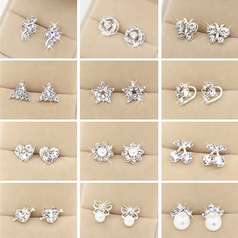 Hoa Tai Đính Đá Lấp Lánh Thời Trang Xinh Xắn Phong Cách Hàn Quốc Dành Cho Nữ