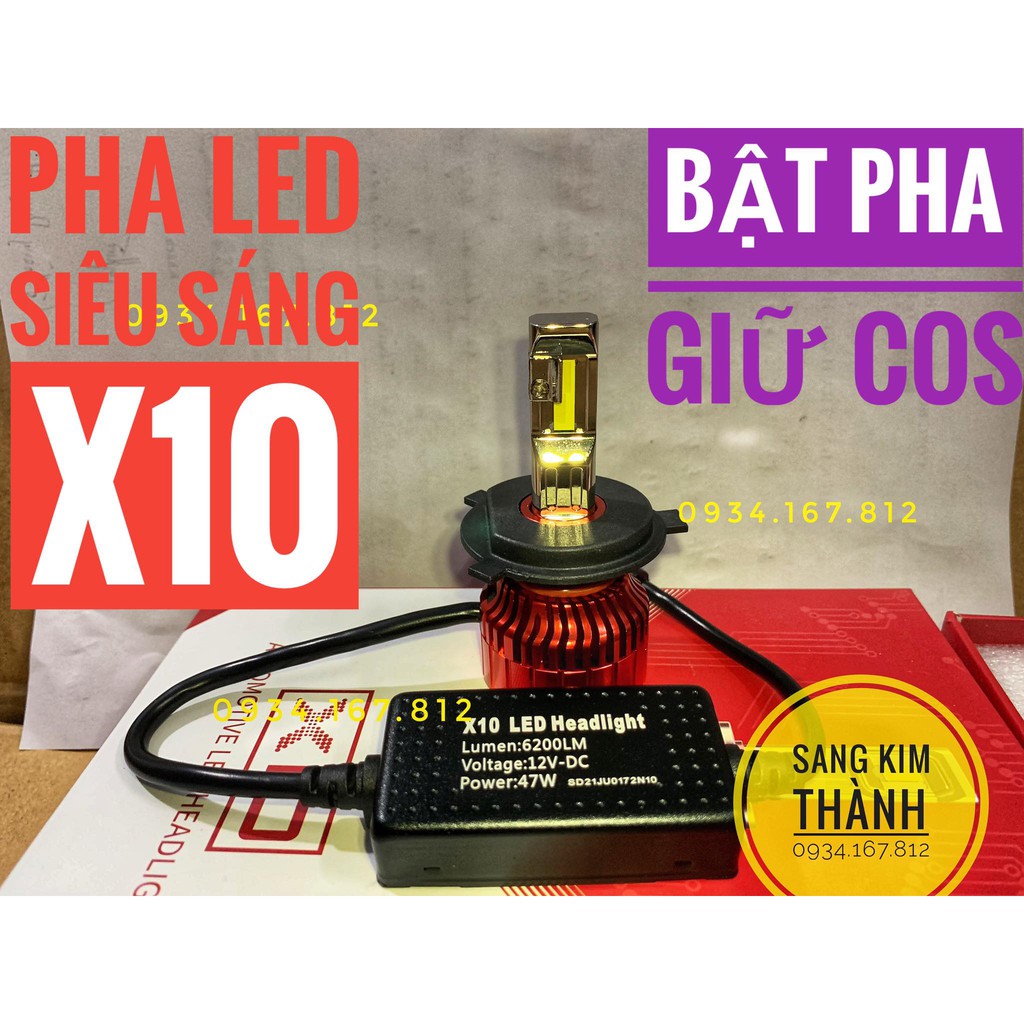 Pha Led X10 Mẫu 2021 Chân H4 Bật Pha Giữ Cos