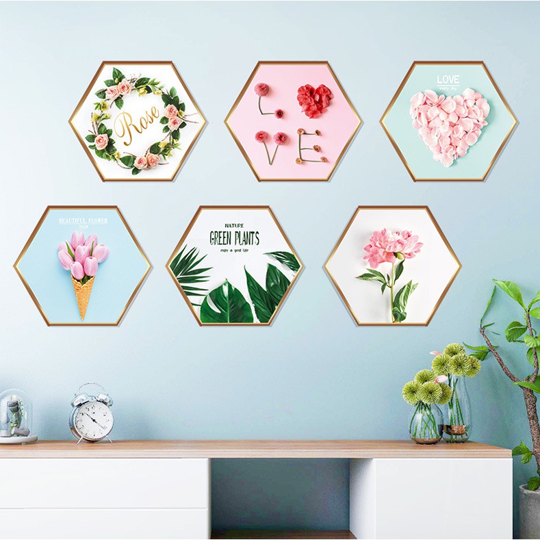 Decal dán tường 6 Khung tranh hoa hồng mẫu mới