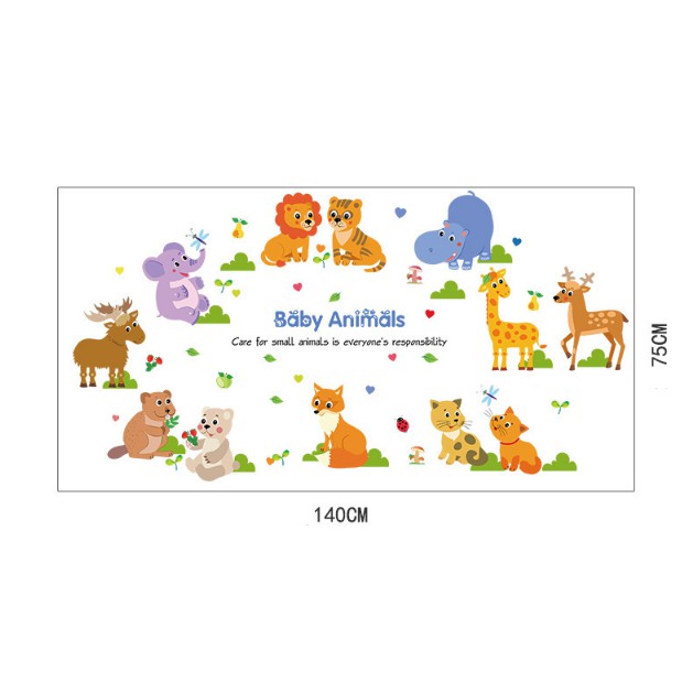 Decal trang trí Thú Tiếng Anh vòng tròn