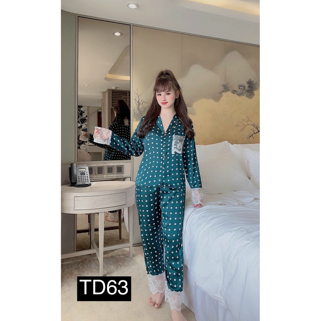 Set Đồ Bộ Nữ Pijama Tay Dài Quần Dài Lụa Satin Cao Cấp HotGirl Hàng Đẹp Chuẩn Shop HotTrend Thu Đông 2019