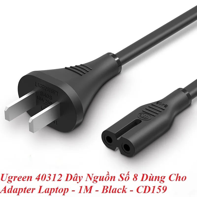 1m dây nguồn số 8 dùng cho adapter sạc laptop Ugreen 40312 CD159