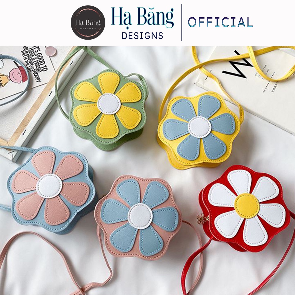 Túi đeo chéo mini cho bé trai bé gái Hạ Băng Designs, túi xách mini trẻ em đựng tiền điện thoại - Bông hoa