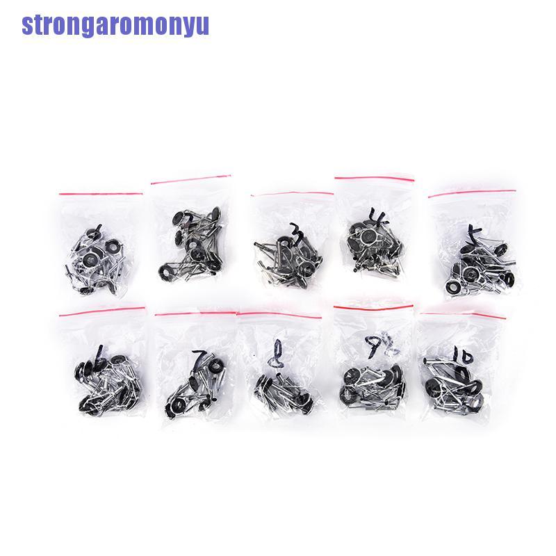 (Hàng Mới Về) Bộ 80 Khoen Cần Câu Cá 10 Kích Cỡ Bằng Thép Màu Đen