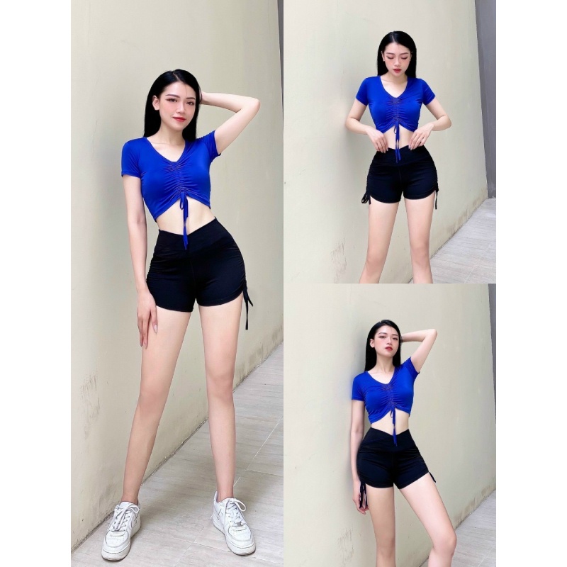 Áo croptop rút dây tập gym-yoga-aerobic nữ xinh xắn
