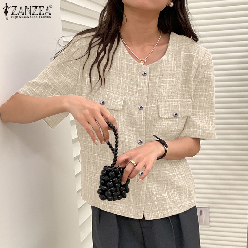 Áo khoác blazer ZANZEA tay ngắn thời trang cho nữ