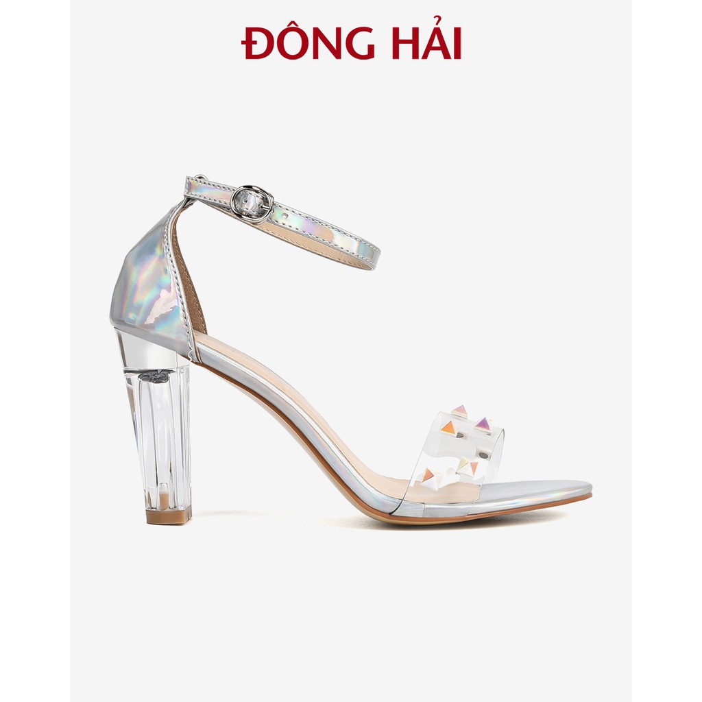 Sandal cao gót Zucia quai trong đính phụ kiện thanh lịch gót trụ trong suốt 9cm - SHL44