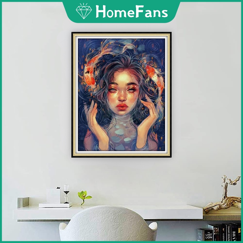 Bộ Tranh Đính Đá 5D Tự Làm 30x40cm / 40x50cm Hình Cô Gái Xinh Đẹp