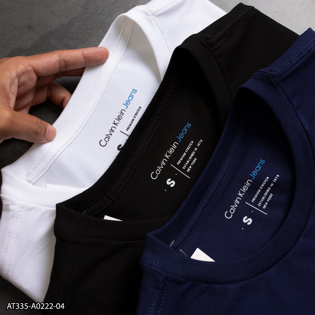 Áo thun nam Calvin Klein 100% Cotton AT335 - in hoạ tiết dạng khối