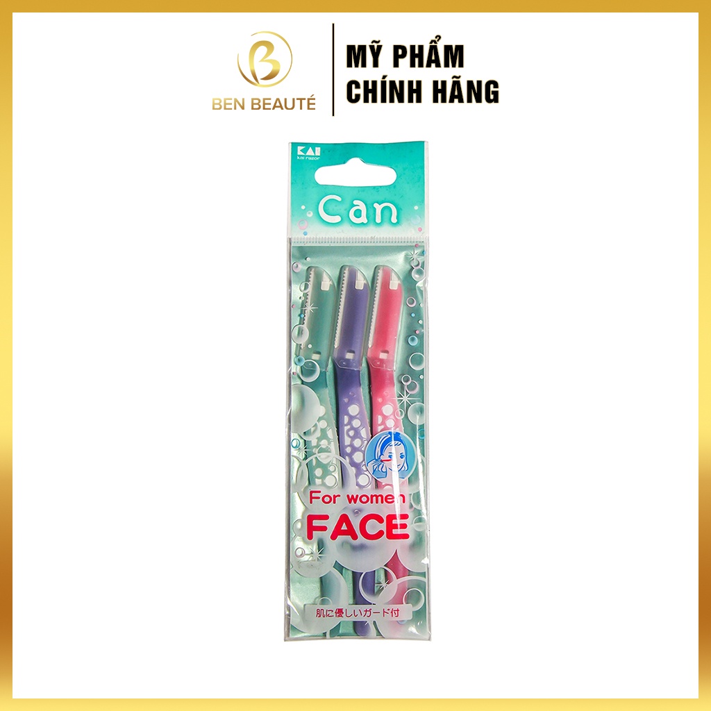 Dao Cạo Lông Mặt Cao Cấp Kai Can For Women Face (Set 3 Cây)