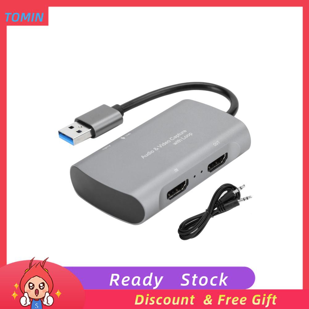 Tomin Video Capture Card 4k HDMI to USB2.0 1080P Game Live Silver Gray Free Drive 230