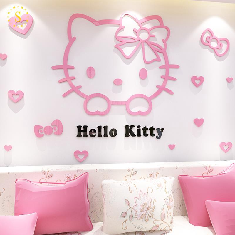 Miếng Dán Tường 3d Hình Hello Kitty
