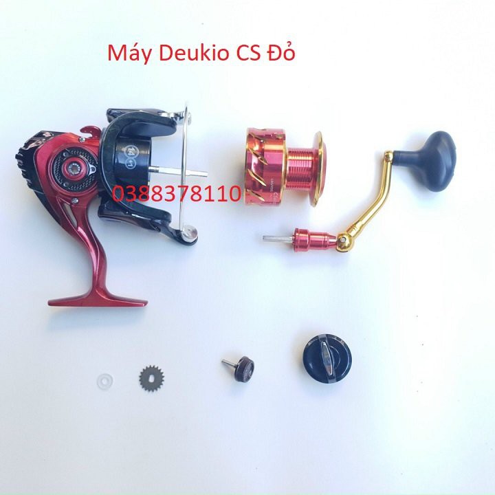 Máy Câu Cá Deukio CS Đỏ, Máy Kim Loại DEUKIO CS1000-7000 Dùng Câu Lure Câu Lăng Xê