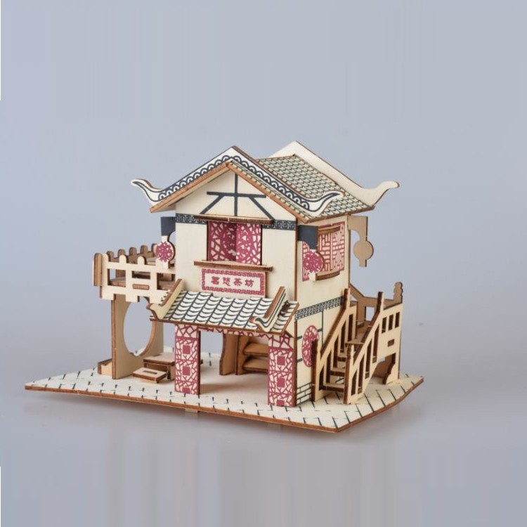 Mô hình lắp ghép bằng gỗ 3D- Ming Xuan Cha Lou- cắt laser Birkeetoys
