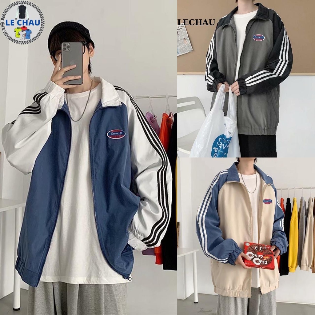 Áo khoác dù 2 lớp nam nữ form rộng AKD44 jacket unisex XNYX phối viền tay streetstyle hottrend phù hợp sinh viên LECHAU