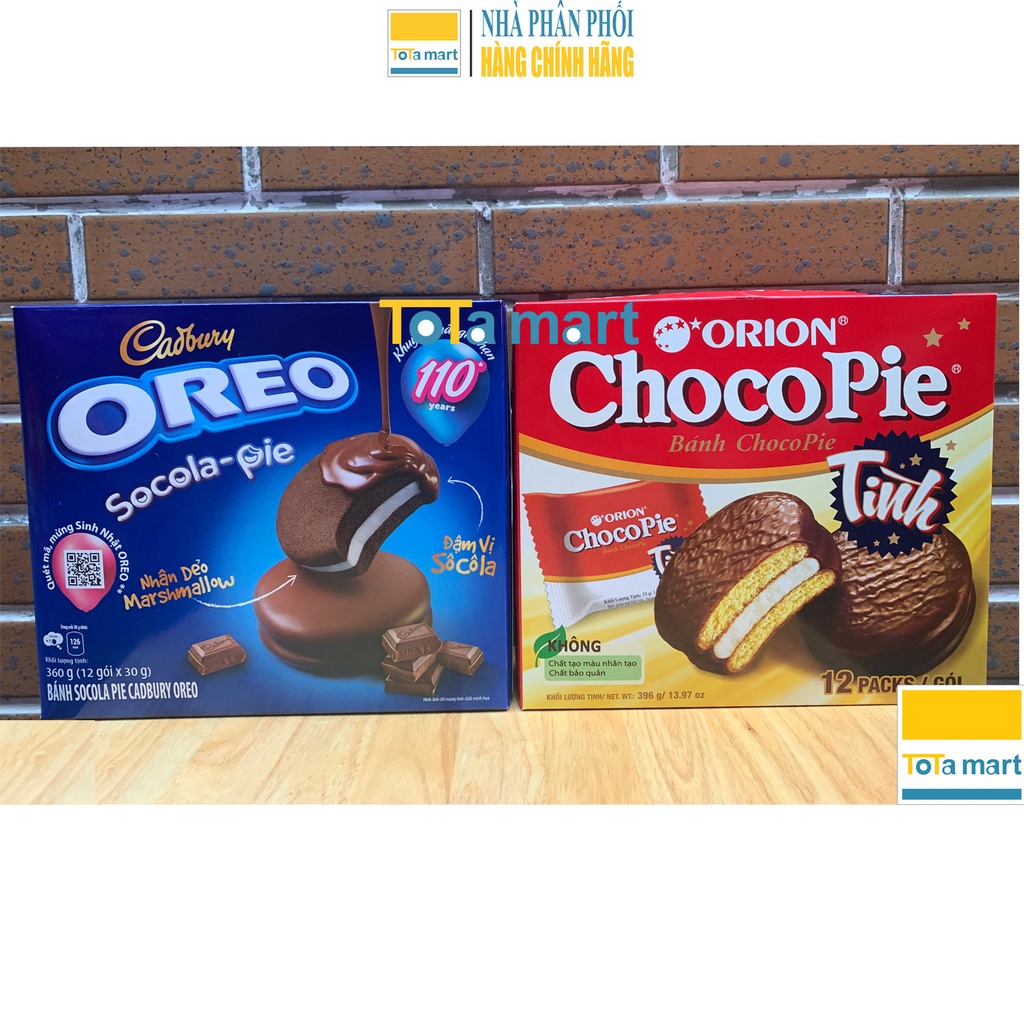 Bánh chocopie ORION, socola pie OREO CADBURY hộp lớn 12 cái, hộp nhỏ 6 cái.