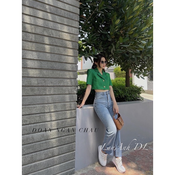 Áo vest tay ngắn dáng croptop