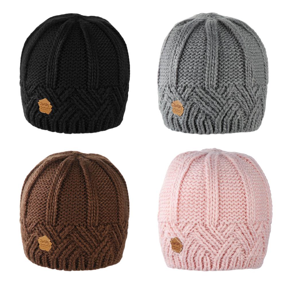 Mũ Len Dệt Kim Dày Dặn Màu Trơn Phong Cách Retro Thu Đông