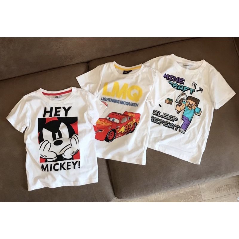 ÁO PHÔNG TRẮNG CỘC TAY THUN COTTON TQXK HÌNH SIÊU NHÂN, MICKEY, CHÓ CỨU HỘ, MINICRAF CHO BÉ TRAI