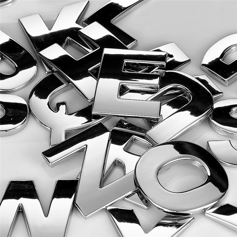 Miếng dán chữ cái từ A-Z và 0-9 nổi 3D trang trí xe hơi