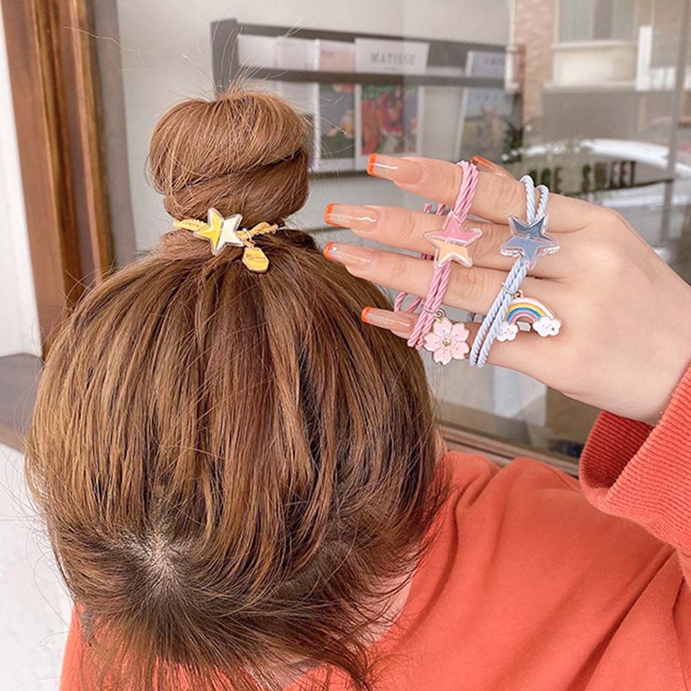 Vòng tay cao su mặt hình ngôi sao màu cầu vồng đa năng cho cặp đôi