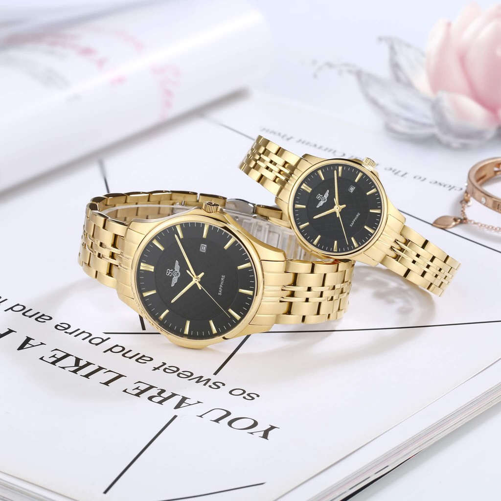 Đồng Hồ Đôi Chính Hãng SRWATCH Couple-F SR80071.1401CF mặt kính sapphire sang trọng lịch lãm quý phái bảo hành 12 tháng