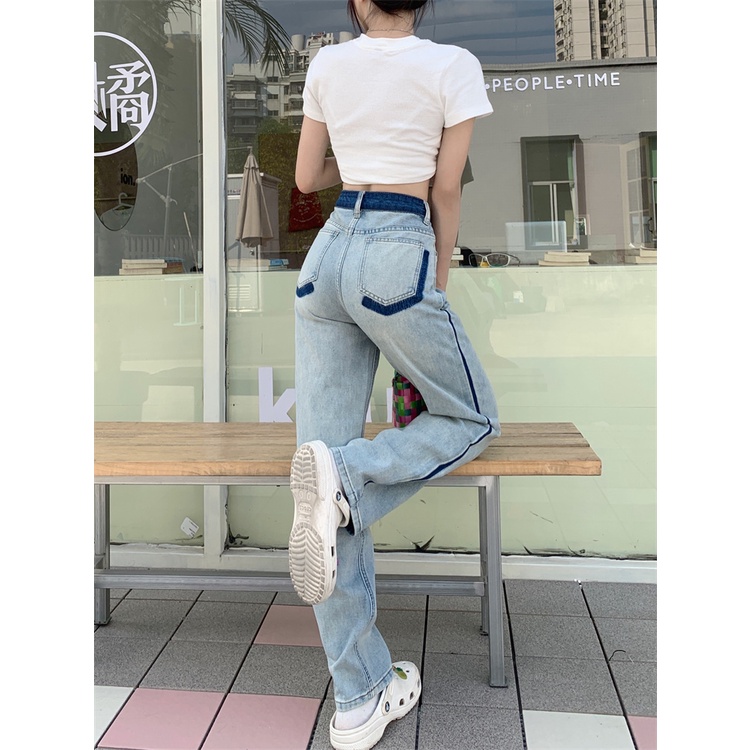 Quần jeans Nữ Ống Rộng Lưng Cao Thời Trang
