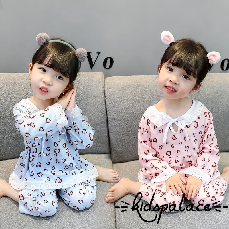 Bộ đồ ngủ cotton dài tay in hoạ tiết da báo dễ thương cho bé