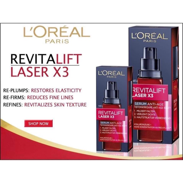 SERUM LOREAL REVITALIFT LASER X3 - VÔ ĐỊCH VỀ CHỐNG LÃO HOÁ - TRẺ HOÁ LÀN DA