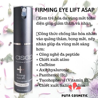 Kem mắt ASAP Firming Eye Lift ❤️ Kem trẻ hóa da mắt toàn diện giảm thâm, nhăn, bọng mắt của Úc 15ml