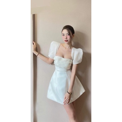 Đầm xếp ly ngực tay bồng sang chảnh Lace dress