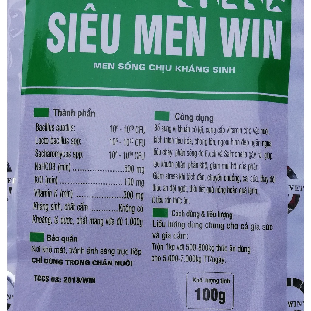 1 gói 100g SIÊU MEN WIN Men sống
