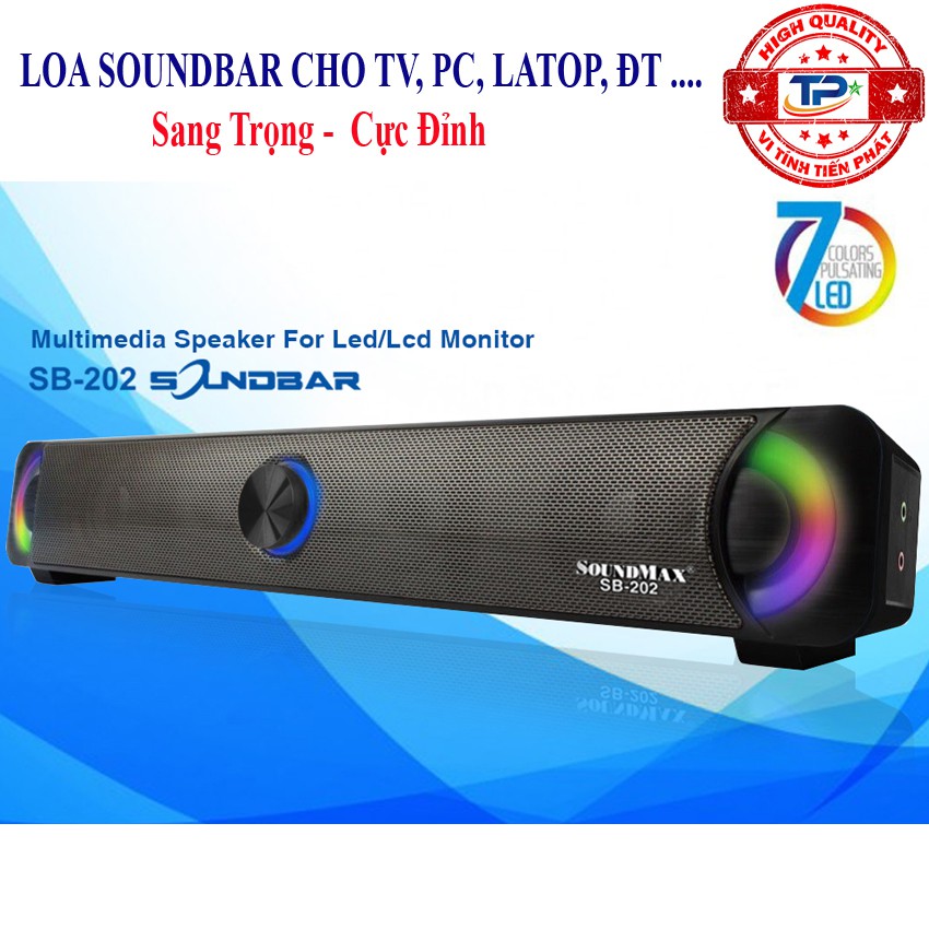 Loa vi tính Soundmax SoundBar SB202 / SB-202 chuẩn 2.0 Cho TV, PC, LAPTOP, ĐT... cực đỉnh