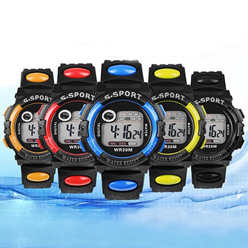 Đồng hồ Unisex LED điện tử dây đeo nhựa thể thao