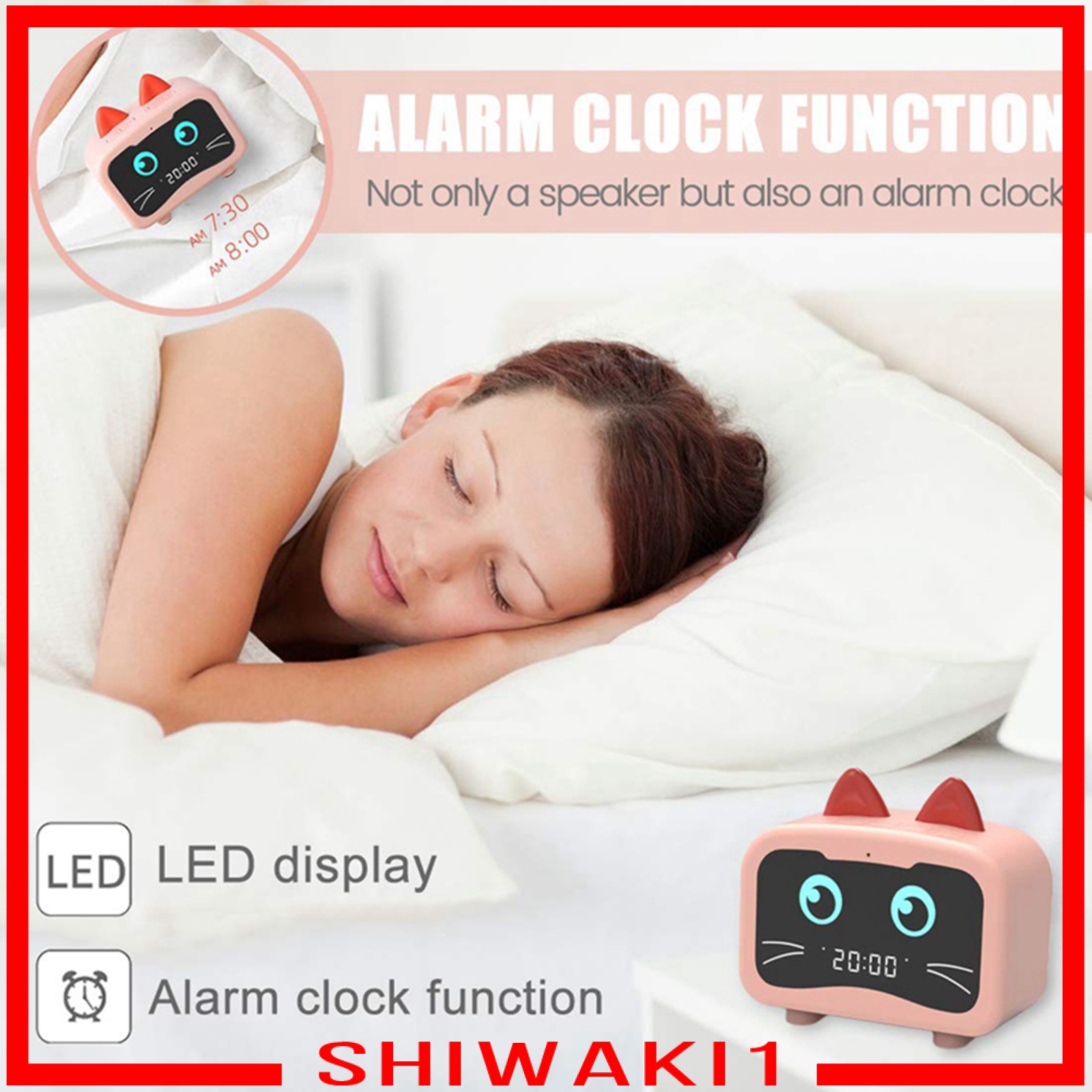 Loa Bluetooth Không Dây Kiêm Đồng Hồ Báo Thức Đa Năng Shiwaki1