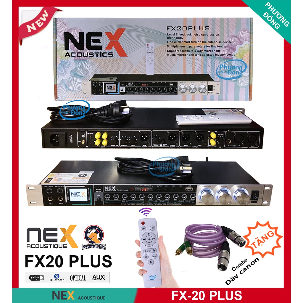 Vang Cơ NEX FX20 PLUS Phiên Bản 2022 (Có Remote Điều Khiển Từ Xa), Chống Hú, Có Bluetooth, USB + Cổng Quang Optical