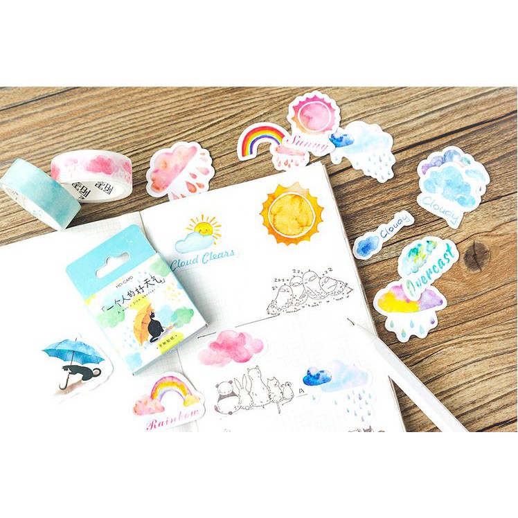 Bộ 45 Sticker Hàn Quốc hình Bầu Trời dán trang trí E22