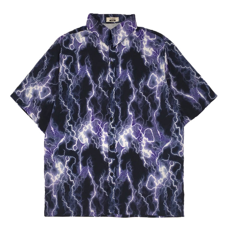 Áo Sơ Mi Tay Ngắn Dáng Rộng In Hình Tia Chớp Kiểu Harajuku Cá Tính Cho Nam | BigBuy360 - bigbuy360.vn