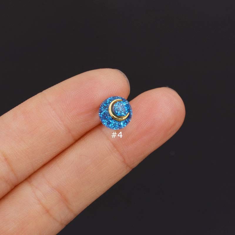 1 Chiếc Hoa Tai Dài 6mm Bằng Thép Không Gỉ Đính Pha Lê
