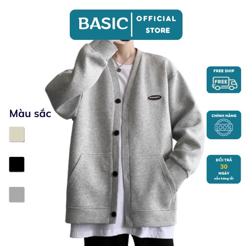 Áo Khoác Nỉ Bông Hàn Quốc Unisex Form Rộng Màu Xám CADI 798