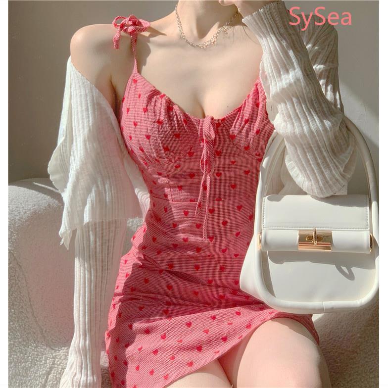 Váy sát nách họa tiết chấm bi thời trang mùa hè cho nữ