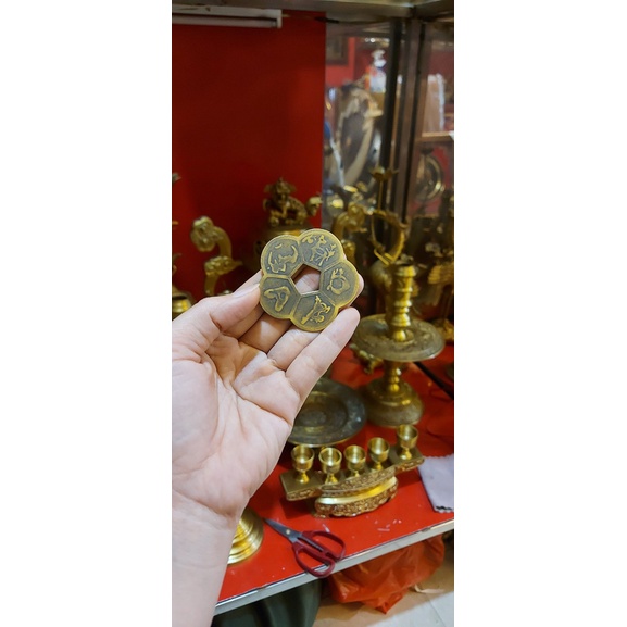 Đồng Tiền Hoa Mai 5 Cánh Chiêu Tài Lộc May Mắn