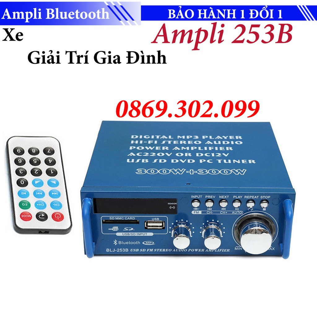 Ampli Karaoke Bluetooth Car Mini Cao Cấp 253B - Ampli xe hơi gia đình