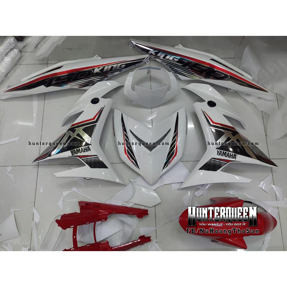 Tem Exciter 150, MX nhọn sọc. Xe trắng. Chất liệu crom. Chỉnh sửa theo yêu cầu.