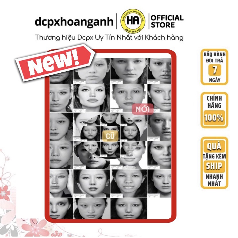 Giấy tập vẽ dáng chân mày theo từng khuôn mặt phong thủy | 10 khuôn mặt | Dụng cụ phun xăm