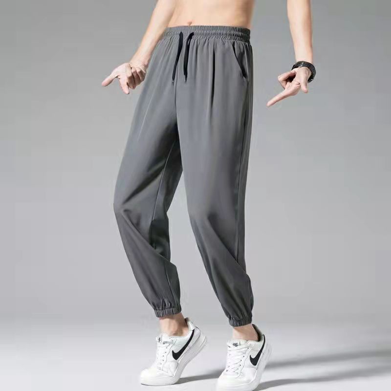 Quần Thể Thao Harem Bằng Lụa Lạnh Mỏng Dáng Rộng Dài Đến Mắt Cá Chân Khô Nhanh Thời Trang Mùa Hè Cho Nam